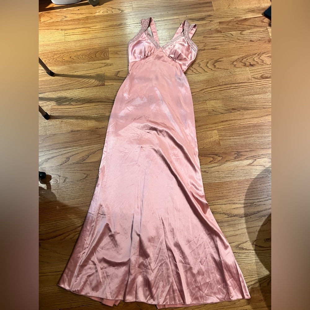Elegant Pink Satin Prom Dress
